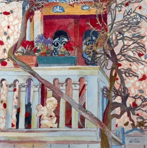 “Angel on Lido Island “, watercolor on paper, 22/22 cm Tatiana An
