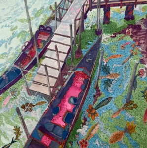 “Gondolas “, watercolor, acrylic on paper, 22/22 cm Tatiana An